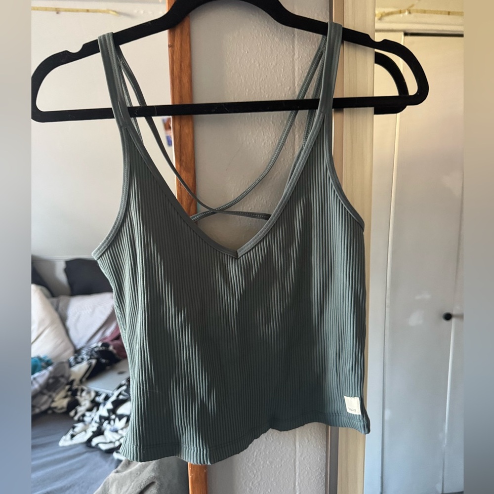 Women’s Ribbed V-Neck Tank Top in Sage Green